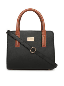 KLEIO - Structured Dual Color Satchel Handbag for Women Girls (Ho9019Kl-Blta) (Black Tan)