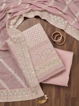 Koskii - Lavender Georgette Unstitched Salwar Suit (Set of 3)