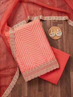 Koskii - Green Tissue Unstitched Salwar Suit (Set of 3)