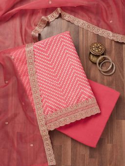 Koskii - Pink Tissue Unstitched Salwar Suit (Set of 3)