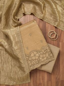 Koskii - Mehendi Semi Crepe Unstitched Salwar Suit (Set of 3)