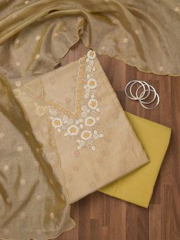 Koskii - Pista Green Stonework Tissue Unstitched Salwar Suit (Set of 3)