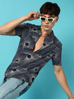 Campus Sutra - Mens Mushroom Print Button Up Shirt