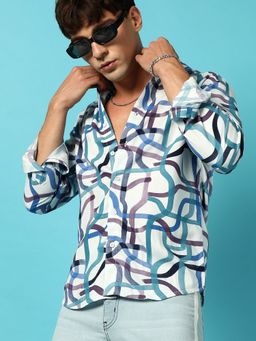 Campus Sutra - Mens Abstract Print Button Up Shirt