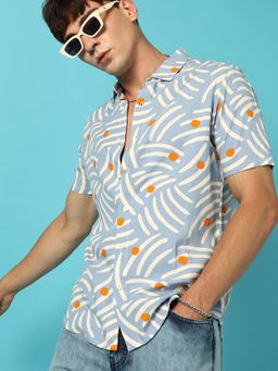 Campus Sutra - Mens Abstract Print Button Up Shirt