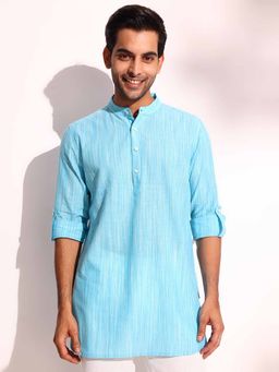 Fabindia - Blue Cotton Woven Short Kurta
