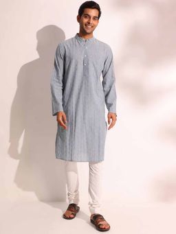Fabindia - Grey Cotton Dobby Long Kurta