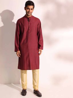 Fabindia - Wine Viscose Silk Comfortable Fit Long Kurta