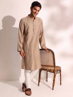 Fabindia - Grey Viscose Silk Comfortable Fit Long Kurta