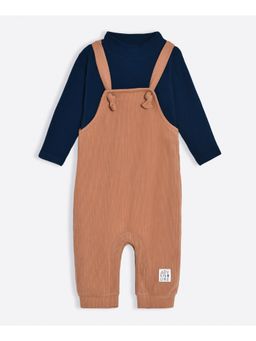 Mi Arcus - Solid Blue T-Shirt with Brown Dungaree (Set of 2)