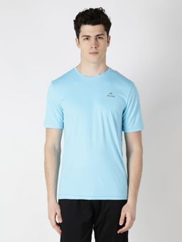 Alcis - Men Blue Solid Round Neck T-shirt