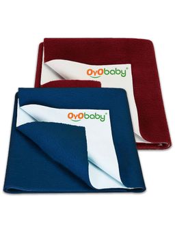 OYO BABY - Multi-Color Solid Cotton Dry Sheets (Pack of 2) (S)