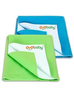 OYO BABY - Multi-Color Solid Cotton Dry Sheets (Pack of 2) (S)