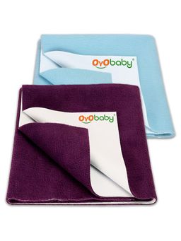 OYO BABY - Multi-Color Solid Cotton Dry Sheets (Pack of 2) (S)