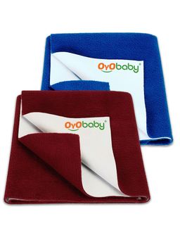 OYO BABY - Multi-Color Solid Cotton Dry Sheets (Pack of 2) (S)
