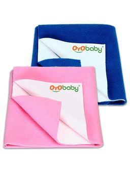 OYO BABY - Multi-Color Solid Cotton Dry Sheets (Pack of 2) (S)