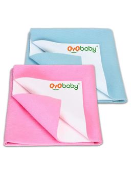 OYO BABY - Multi-Color Solid Cotton Dry Sheets (Pack of 2) (S)