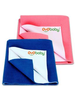 OYO BABY - Multi-Color Solid Cotton Dry Sheets (Pack of 2) (S)
