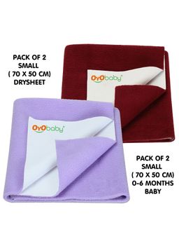 OYO BABY - Multi-Color Solid Cotton Dry Sheets (Pack of 2) (S)