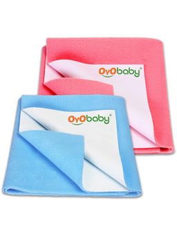 OYO BABY - Multi-Color Solid Cotton Dry Sheets (Pack of 2) (M)