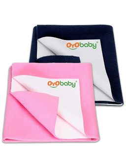 OYO BABY - Multi-Color Solid Cotton Dry Sheets (Pack of 2) (M)