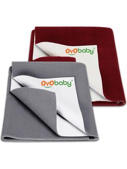 OYO BABY - Multi-Color Solid Cotton Dry Sheets (Pack of 2) (M)