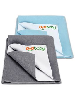 OYO BABY - Multi-Color Solid Cotton Dry Sheets (Pack of 2) (M)