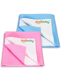 OYO BABY - Multi-Color Solid Cotton Dry Sheets (Pack of 2) (M)