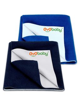 OYO BABY - Multi-Color Solid Cotton Dry Sheets (Pack of 2) (M)