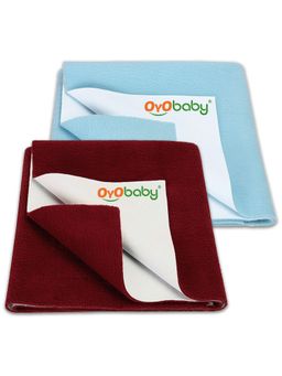 OYO BABY - Multi-Color Solid Cotton Dry Sheets (Pack of 2) (M)