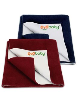 OYO BABY - Multi-Color Solid Cotton Dry Sheets (Pack of 2) (L)