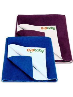 OYO BABY - Multi-Color Solid Cotton Dry Sheets (Pack of 2) (L)