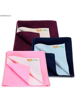OYO BABY - Multi-Color Solid Cotton Drysheets (Pack of 3) (S)