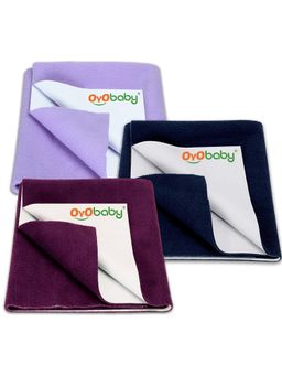 OYO BABY - Multi-Color Solid Cotton Drysheets (Pack of 3) (S)