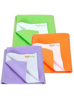 OYO BABY - Multi-Color Solid Cotton Drysheets (Pack of 3) (S)