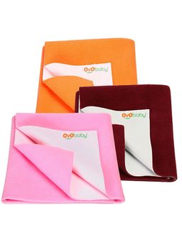 OYO BABY - Multi-Color Solid Cotton Drysheets (Pack of 3) (S)
