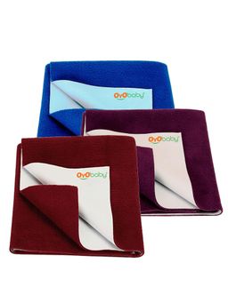 OYO BABY - Multi-Color Solid Cotton Drysheets (Pack of 3) (S)