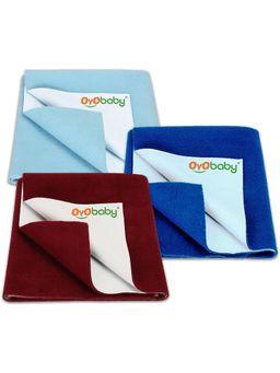 OYO BABY - Multi-Color Solid Cotton Drysheets (Pack of 3) (S)
