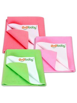 OYO BABY - Multi-Color Solid Cotton Drysheets (Pack of 3) (M)