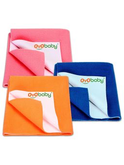OYO BABY - Multi-Color Solid Cotton Drysheets (Pack of 3) (L)
