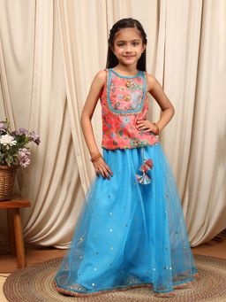 PSPeaches - Girls Printed Sequinned Lehenga and Blouse with Dupatta (Set of 3)
