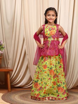 PSPeaches - Multi-Colour Printed Lehenga and Blouse with Dupatta (Set of 3)