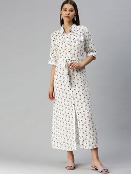 SHOWOFF - Women Geometric White Shirt Dress