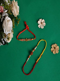 JEWELZ - Ganpati and Rudraksha Rakhi Combo (Set of 2)