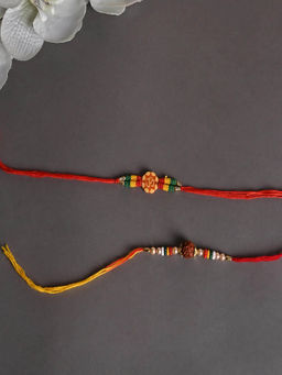 JEWELZ - Rudraksh and Multi Beads Rakhi Combo (Set of 2)