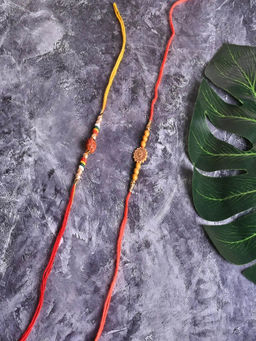 JEWELZ - Om and Rudraksh with Multi Beads Rakhi Combo (Set of 2)