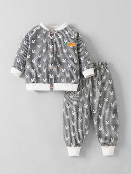 Hopscotch - Boys Black Polyester Blend Checks Jacket with Joggers