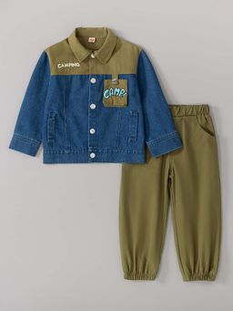 Hopscotch - Boys Blue Blended Colorblock Jacket with Joggers
