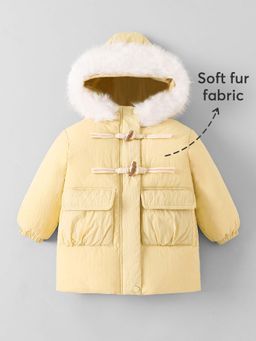 Hopscotch - Girls Mustard Polyester Solid/Plain Long Coat