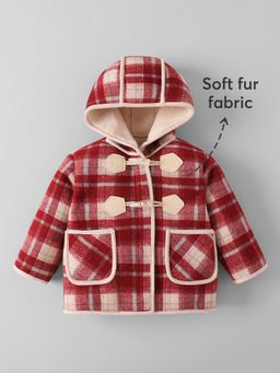 Hopscotch - Girls Red Polyester Printed Long Coat